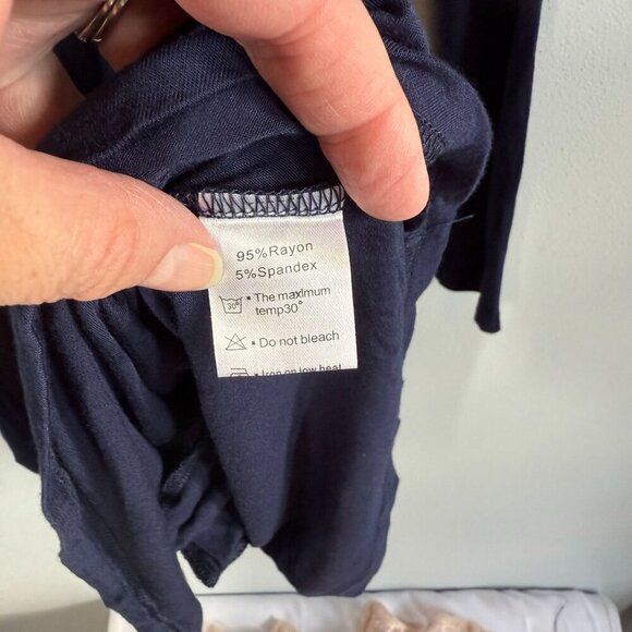 HiMONE Womens Navy Blue Long Sleeve Casual T-Shirt Swing Dress Size Small NEW - Picture 10 of 11